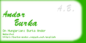 andor burka business card